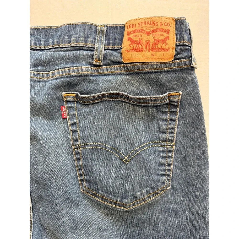 Levi's 502 Jeans Mens 44x30 Blue Medium Wash Regular Straight Leg Denim Big Tall
